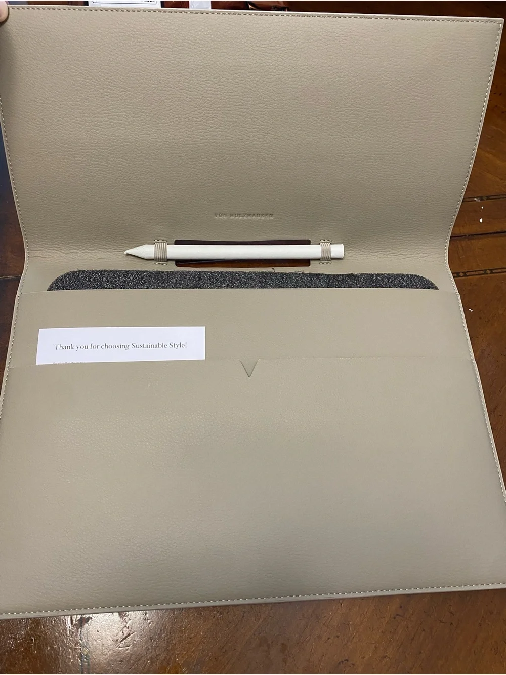Von Holzhausen Taupe Leather iPad Portfolio Sleeve